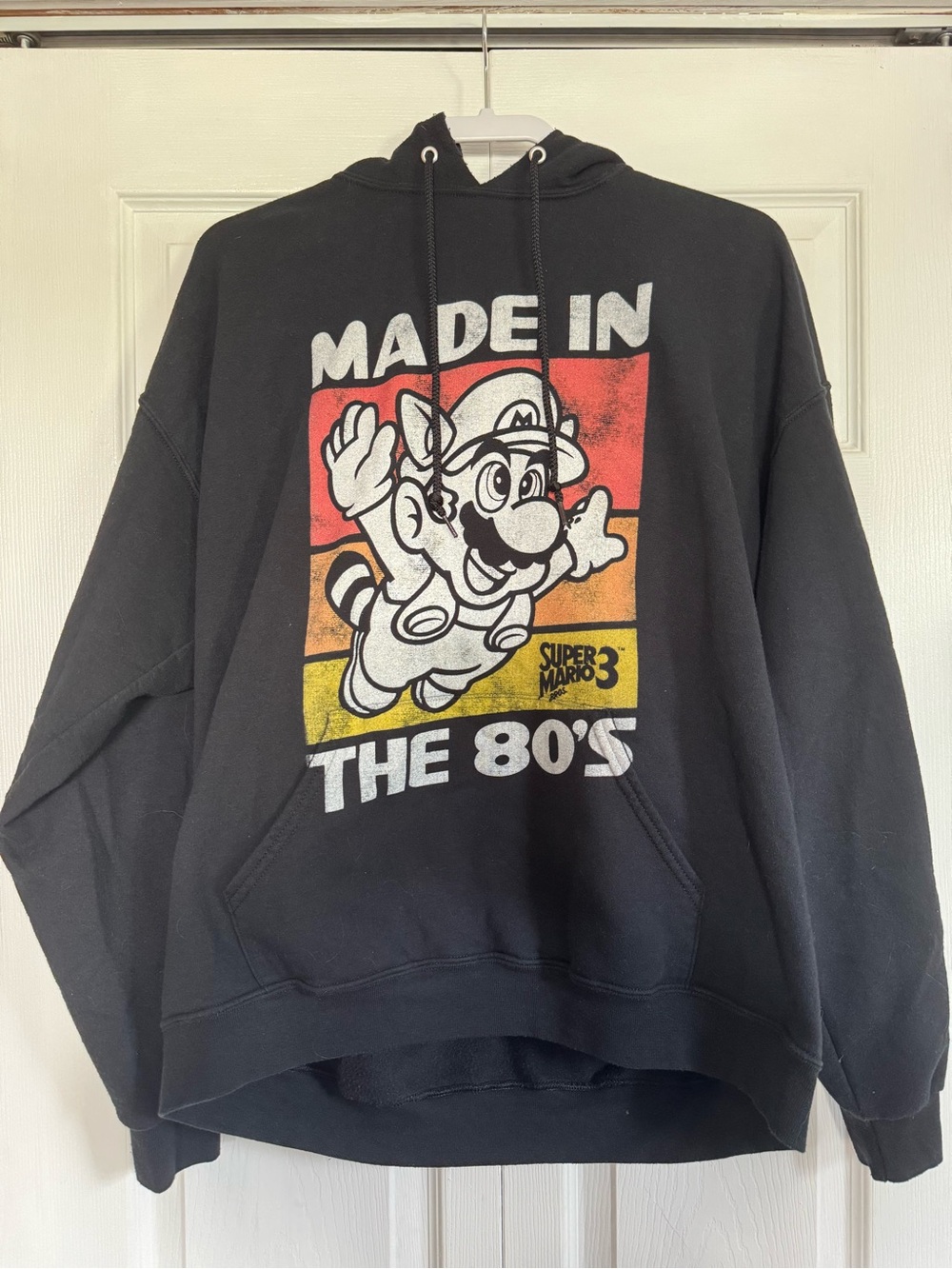 Retro “Made In The 80's” Super Mario Graphic Black Hoodie, Size XL